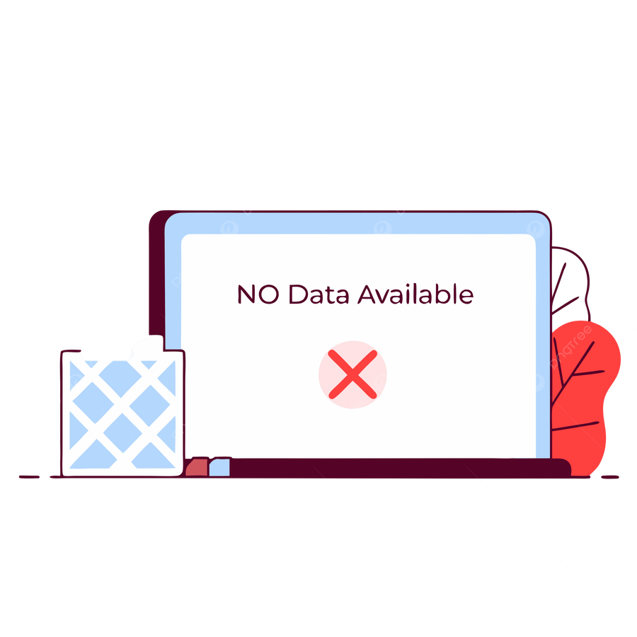 Digital illustration of a laptop screen showing "No Data Available" representing a missing video title or deleted catalog.